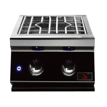 Whistler 15-Inch Built-In Gas Power Burner with Lid - Black Stainless Steel