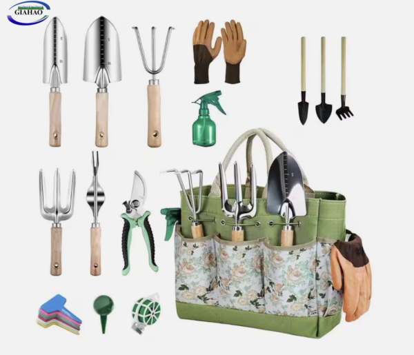 GIAHAO 12-Piece Garden Tool Set Stainless Steel Heavy Duty Outdoor Hand Tools with Orga